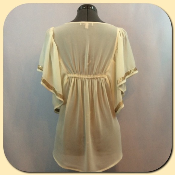 Blu-pepper 💕Sheer Babydoll w/Gold Sequins Blouse - Picture 3 of 4